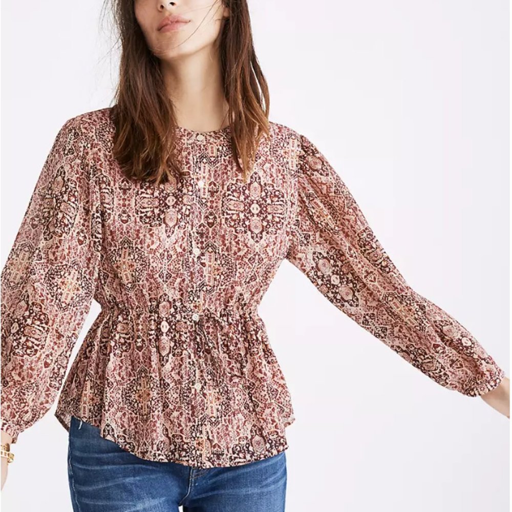Madewell Drawstring Top in Kaleidoscope Print, Size S